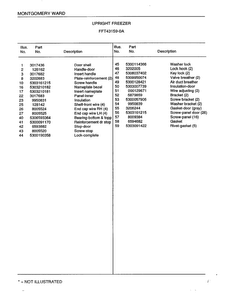 Upright Freezer Page 2 Diagram and Parts List for 43159A  Frigidaire Freezer