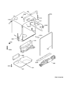 Tub & Frame Diagram and Parts List for EI24ID50QS1A  Electrolux Dishwasher