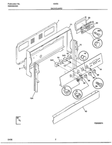 Backguard Diagram and Parts List for 484560A  Frigidaire Range