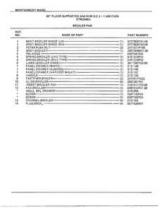 30` Floor Broiler Pan Page 2 Diagram and Parts List for 3448A  Frigidaire Range