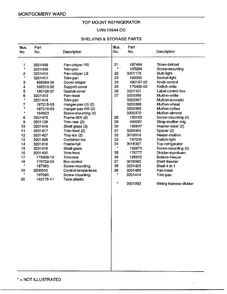 Shelving And Storage Parts Page 2 Diagram and Parts List for 19844C  Frigidaire Refrigerator