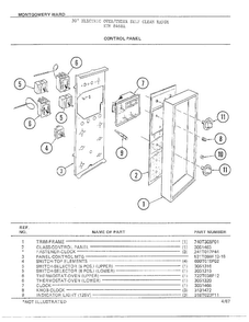 Control Panel Diagram and Parts List for 8468A  Frigidaire Range