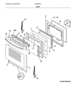 Door Diagram and Parts List for GCRI305CADC  Frigidaire Range