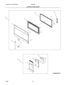 Control Panel, Door Diagram and Parts List for 20462165  Frigidaire Microwave