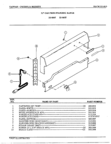 Backguard Diagram and Parts List for 32-0127  Frigidaire Range