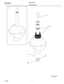 Transmission Diagram and Parts List for KWS839ZAS1  Frigidaire Washer