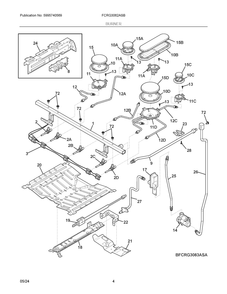 Burner Diagram and Parts List for FCRG3062ASB  Frigidaire Range