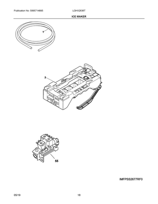 Ice Maker Diagram and Parts List for LGHX2636TD8  Frigidaire Refrigerator