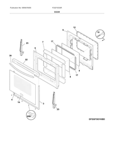 Door Diagram and Parts List for FGGF3035RWC  Frigidaire Range