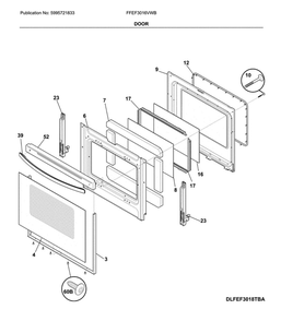 Door Diagram and Parts List for FFEF3016VWB  Frigidaire Range