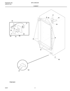 Cabinet Diagram and Parts List for MFU12MOGW  Frigidaire Freezer