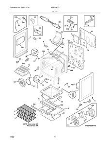 Body Diagram and Parts List for 30462042D  Frigidaire Range