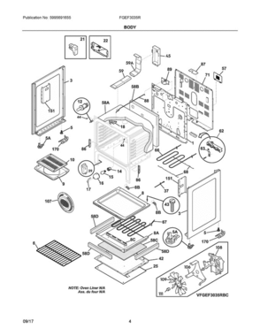 03 - Body Diagram and Parts List for FGEF3035RBC  Frigidaire Range