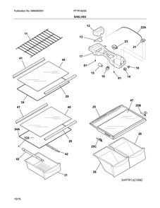 Shelves Diagram and Parts List for FFTR1820SB1  Frigidaire Refrigerator
