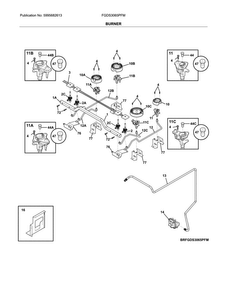 Burner Diagram and Parts List for FGDS3065PFM  Frigidaire Range