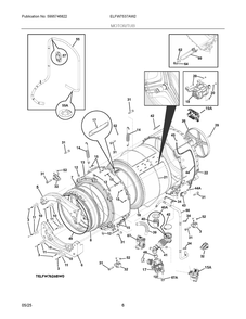 Motor/Tub Diagram and Parts List for ELFW7537AW2  Frigidaire Washer