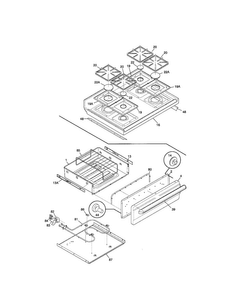 Top/drawer Diagram and Parts List for FGF376CERR  Frigidaire Range