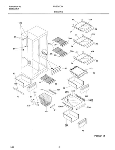 Shelves Diagram and Parts List for OEMF3-FRS26ZXHD2  Frigidaire Refrigerator