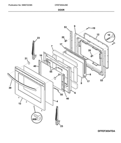Door Diagram and Parts List for CFEF3054USE  Frigidaire Range