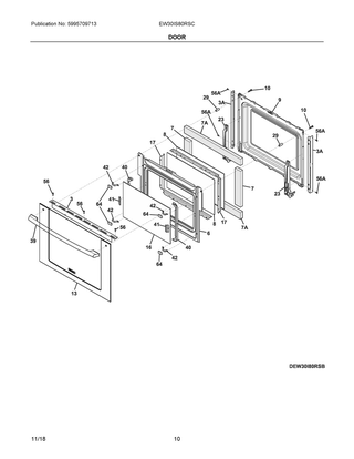 Door Diagram and Parts List for EW30IS80RSC  Frigidaire Range