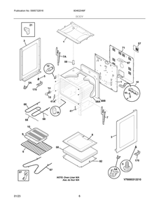Body Diagram and Parts List for 80462049F  Frigidaire Range