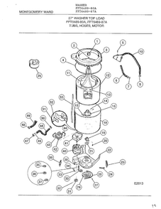 Tub, Hoses, Motor Diagram and Parts List for 6489-80A  Frigidaire Washer