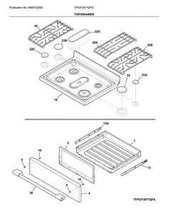 Top/Drawer Diagram and Parts List for FPGF3077QFG  Frigidaire Range