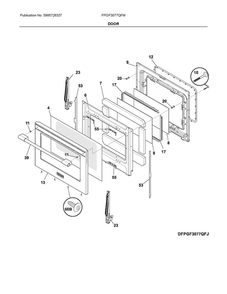 Door Diagram and Parts List for FPGF3077QFM  Frigidaire Range