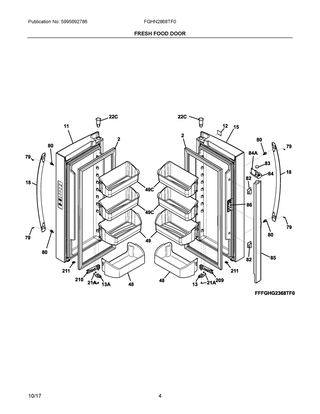 Fresh Food Door Diagram and Parts List for FGHN2868TF0  Frigidaire Refrigerator