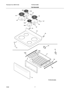Top/Drawer Diagram and Parts List for FCRC3012ABE  Frigidaire Range