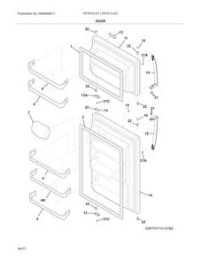 Doors Diagram and Parts List for FFHT1514TB0  Frigidaire Refrigerator
