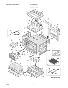 Lower Oven Diagram and Parts List for GCWM3067AFC  Frigidaire Microwave Oven Combo