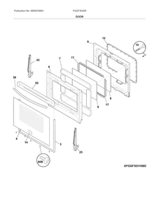 Door Diagram and Parts List for FGGF3035RWB  Frigidaire Range