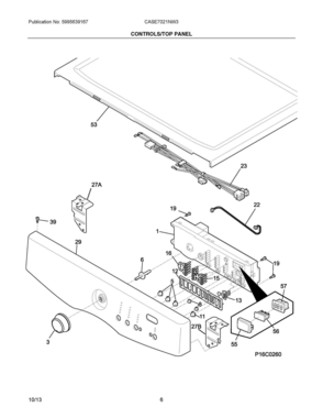 04 - CONTROLS/TOP PANEL Diagram and Parts List for CASE7021NW3  Frigidaire Dryer
