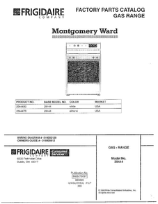 Gas Range Front Cover Diagram and Parts List for 284440B  Frigidaire Range