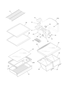 Shelves Diagram and Parts List for FGHT1832PF1  Frigidaire Refrigerator