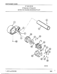 Motor, Fan Housing And Exhaust Duct Diagram and Parts List for 8248-87D  Frigidaire Dryer
