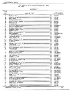 Basic Body Page 2 Diagram and Parts List for 8488A  Frigidaire Range