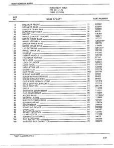 Chest Freezer Page 2 Diagram and Parts List for 88157-7A  Frigidaire Freezer