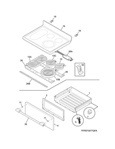 Top/drawer Diagram and Parts List for CPEF3077QFA  Frigidaire Range