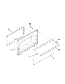 Door Diagram and Parts List for FPF311PHWA  Frigidaire Range