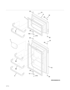 Doors Diagram and Parts List for 25360002410  Kenmore Refrigerator