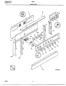 Backguard Diagram and Parts List for 486647B  Frigidaire Range