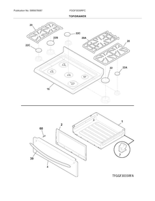 Top/drawer Diagram and Parts List for FGGF3035RFC  Frigidaire Range