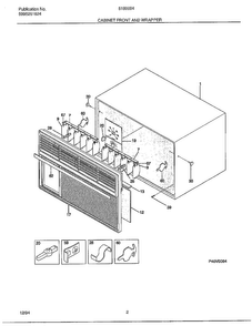 Cabinet Front And Wrapper Diagram and Parts List for 5180004A  Frigidaire Air Conditioner