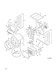 Upper Cabinet/drum Heater Diagram and Parts List for FFLG3911QW0  Frigidaire Washer Dryer Combo