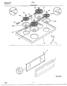 Top/drawer Diagram and Parts List for 48044  Frigidaire Range