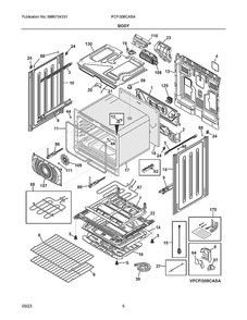 Body Diagram and Parts List for FCFI308CASA  Electrolux Range