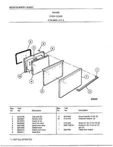 Range/ Oven Door Diagram and Parts List for 4809A  Frigidaire Range