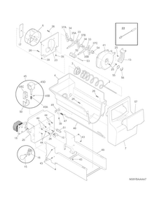 Ice Container Diagram and Parts List for FFHS2311LWD  Frigidaire Refrigerator